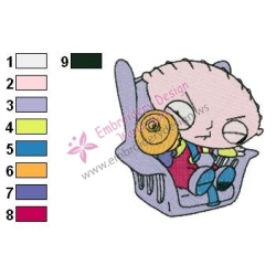 Playing Time Stewie Family Guy Embroidery Design
